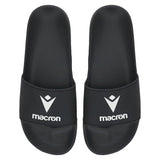 Pair of Macron black slides with white Macron logo