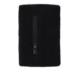 Macron UEFA black wrist sweatband showing the zip pocket