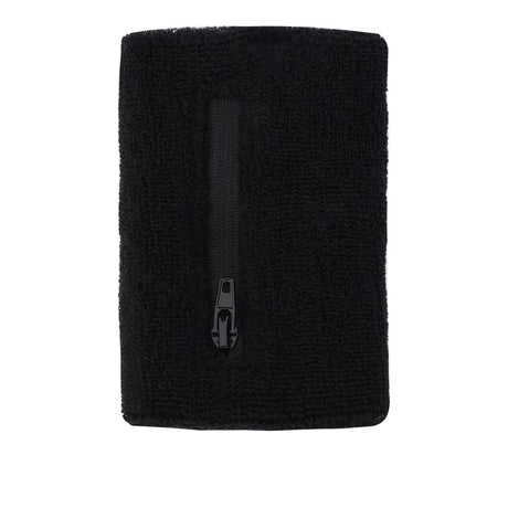 Macron UEFA black wrist sweatband showing the zip pocket