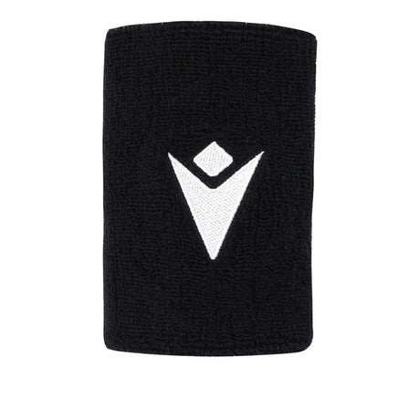 Macron UEFA black wrist sweatband with white Macron logo