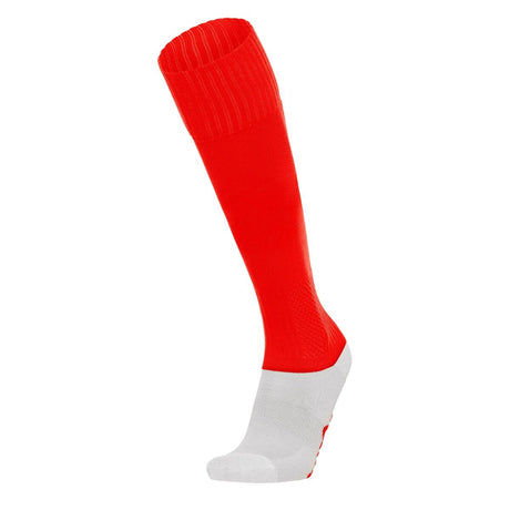 Macron red referee sock with white cushioned foot