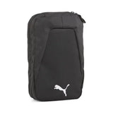 Puma black accessory bag with white Puma logo, front view