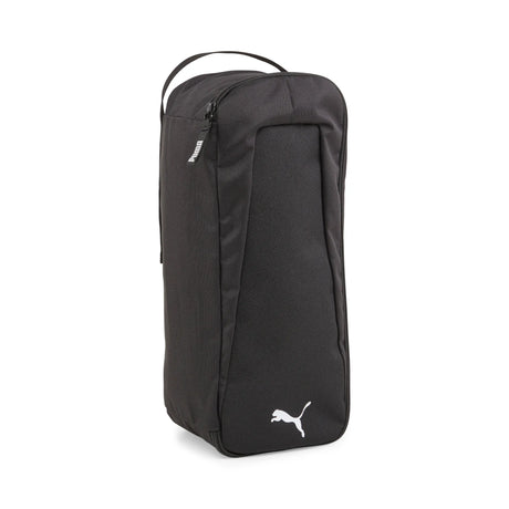 Puma black boot bag with white Puma logo, front view
