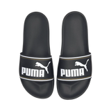Pair of Puma Leadcat FTR black sliders, top view