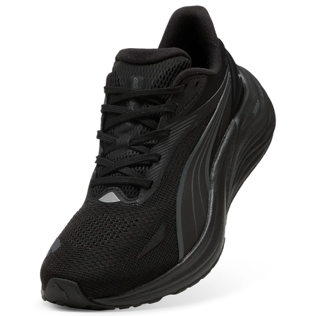 Puma Electrify NITRO 4 women's all-black referee running shoe, angled top view