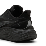 Close-up of the heel on the Puma Electrify NITRO 4 women's all-black running shoe
