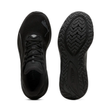 Puma Electrify NITRO 4 women's all-black running shoes, top view and sole