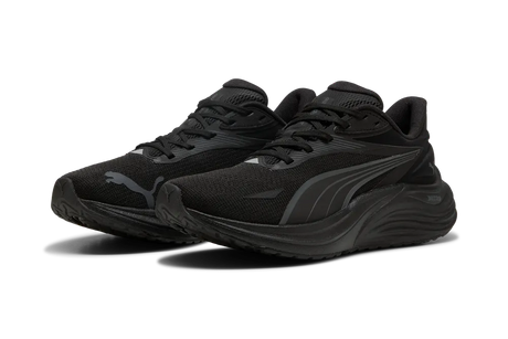 Pair of Puma Electrify NITRO 4 women's all-black referee running shoes