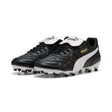 Pair of Puma King Top black leather football boots with white Puma stripe