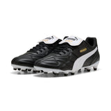Pair of Puma King Top black leather football boots with white Puma stripe