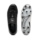 Puma Liga black football boots, top view and sole studs