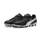 Pair of Puma Liga black leather football boots with white Puma stripe