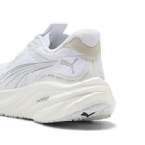 Close-up of the heel on the Puma Magnify NITRO 3 white running shoe