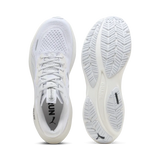 Puma Magnify NITRO 3 white running shoes, top view and sole