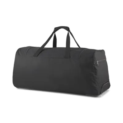 Puma black wheeled roller bag, back view