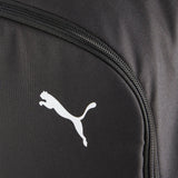 Close-up of the white Puma logo on the Puma XL Premium backpack