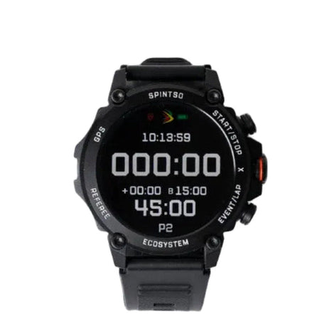 Spintso S2 Pro referee watch showing the match timer screen