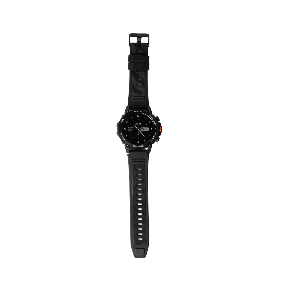 Spintso S2 Pro black referee watch, side view of the strap