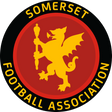 Somerset FA referee badge: gold dragon on a red circle