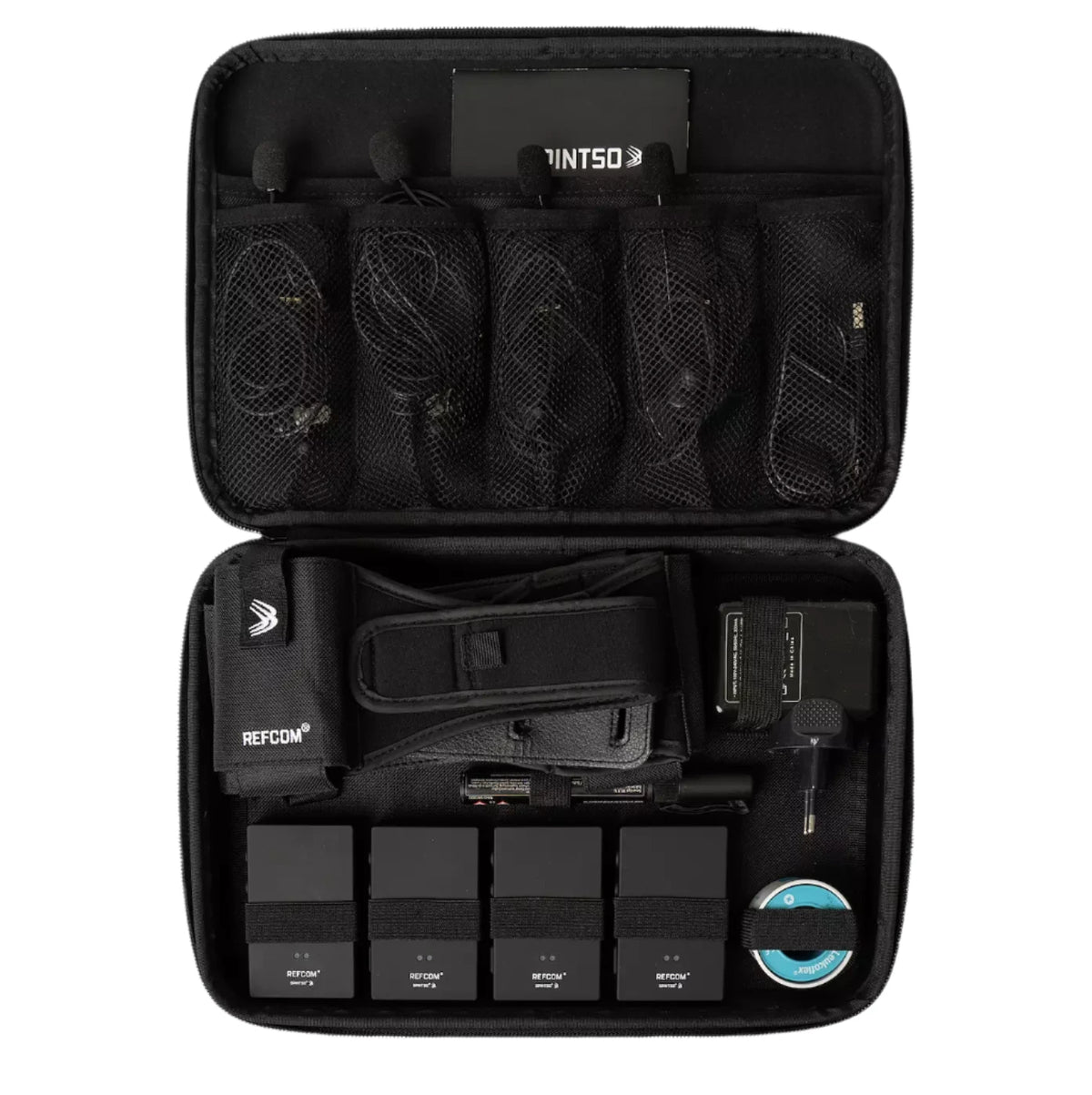 Spintso Refcom II communication kit in its open hard carry case