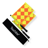 Touchline XL Continental-style flag set: two red and yellow chequered flags with drawstring bag