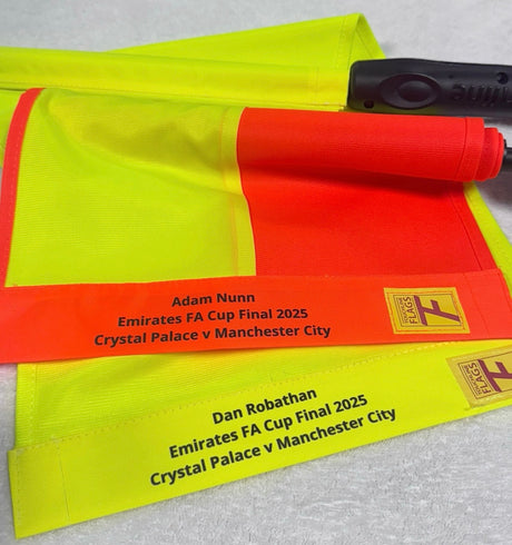 Touchline Premier League flag cloths with embroidered personalisation