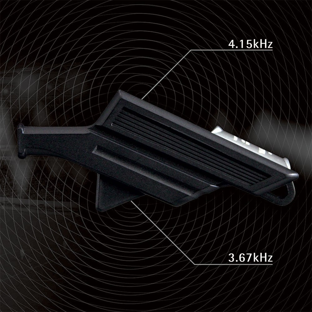 Molten Valkeen whistle showing its two pitches, 4.15kHz and 3.67kHz