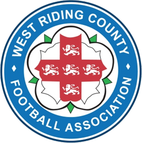 West Riding County FA referee badge: red cross with white roses and lions in a blue circle