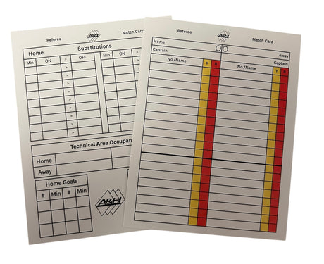 A&H Write-On match cards for recording goals, cautions and sendings-off