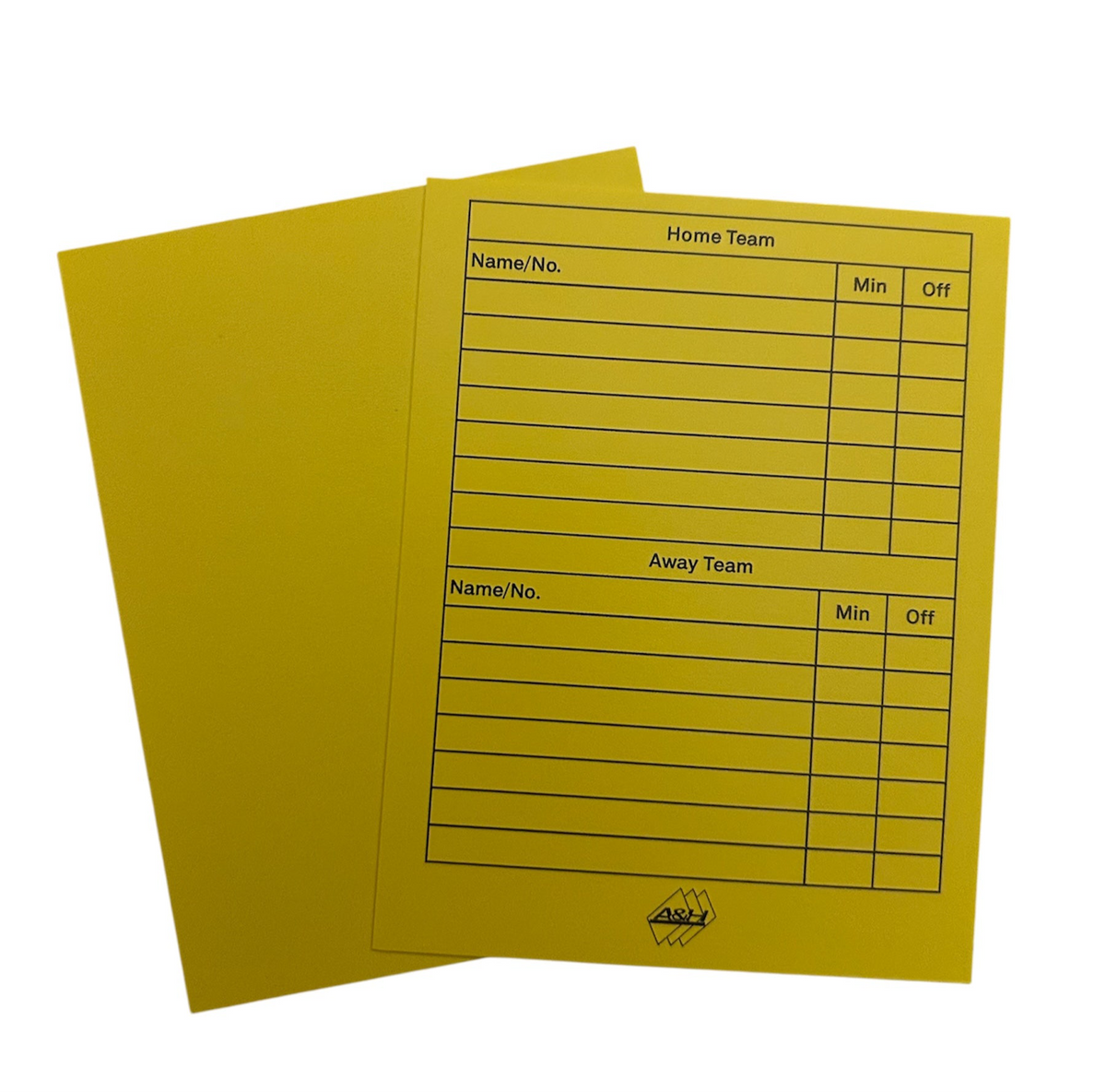 A&H Write-On yellow card with space for match notes