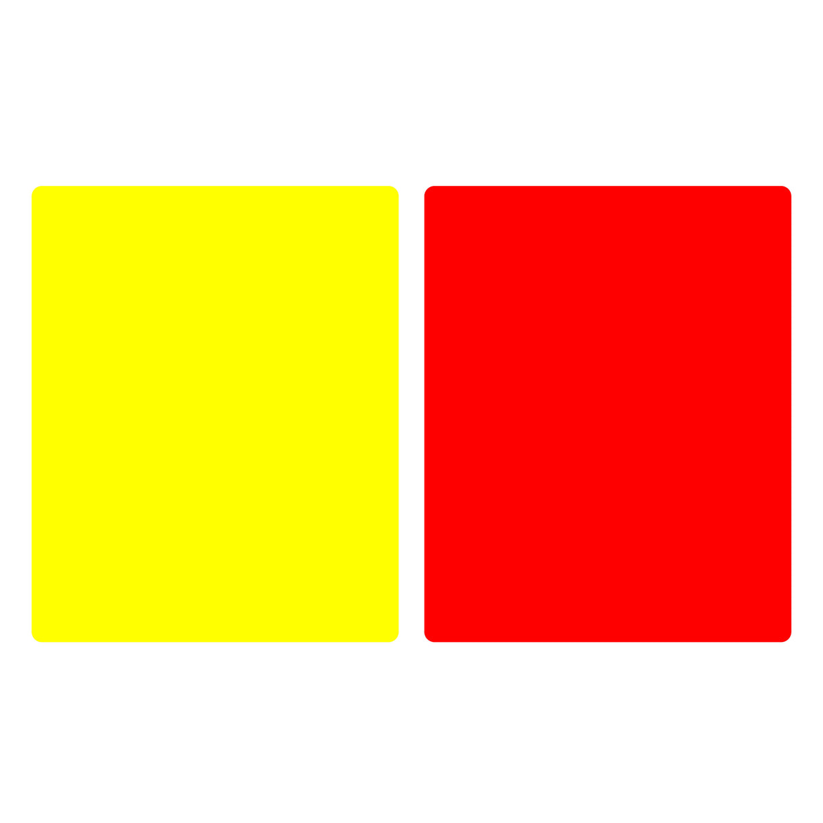 Plain red and yellow referee cards ready for custom printing