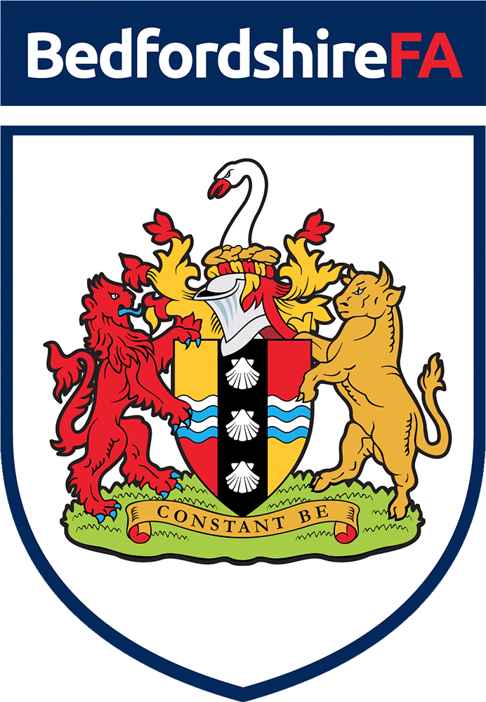 Bedfordshire FA referee badge featuring the county coat of arms