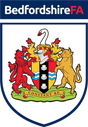 Bedfordshire FA referee badge featuring the county coat of arms